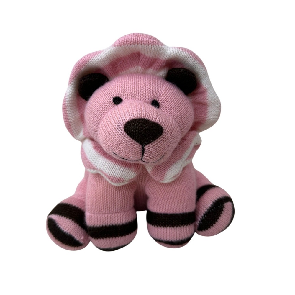 Animal Adventure Jungle Knits Lion Plush Pink Striped Stuffed Animal Toy 8in